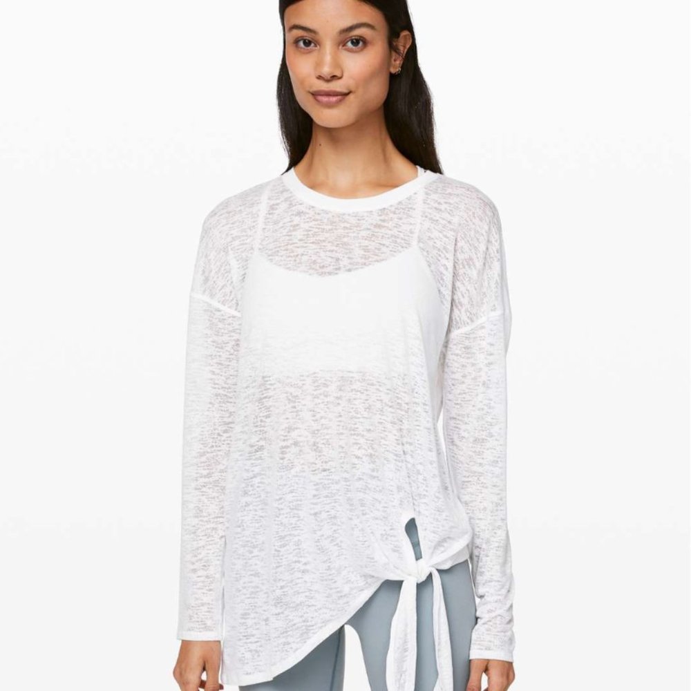 Lululemon Tie Your Practice Long Sleeve - White Burnout - Women's 6